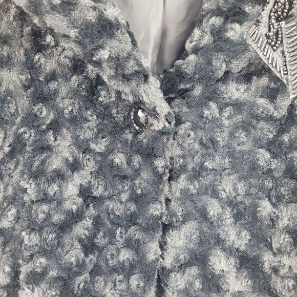 Candies XS Vegan Faux Fur Black Formal Cropped Jacket Bolero Evening Pockets - Picture 6 of 11